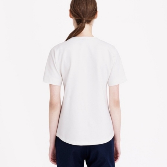 NWT J. Crew Structured Necklace Short Sleeve T-Shirt | white and blue si… - Picture 3 of 9